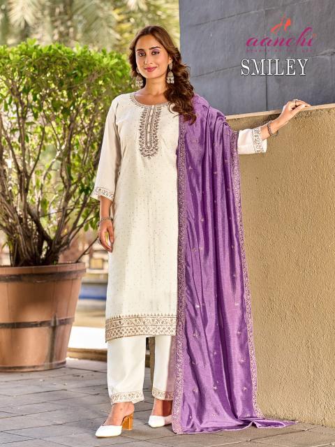 Aanchi smiley 3pcs kurtis wholesale